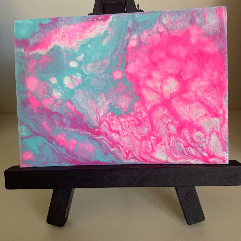 ACEO Original Painting Abstract Acrylic Pour “Poured My Heart Out” Mini Art